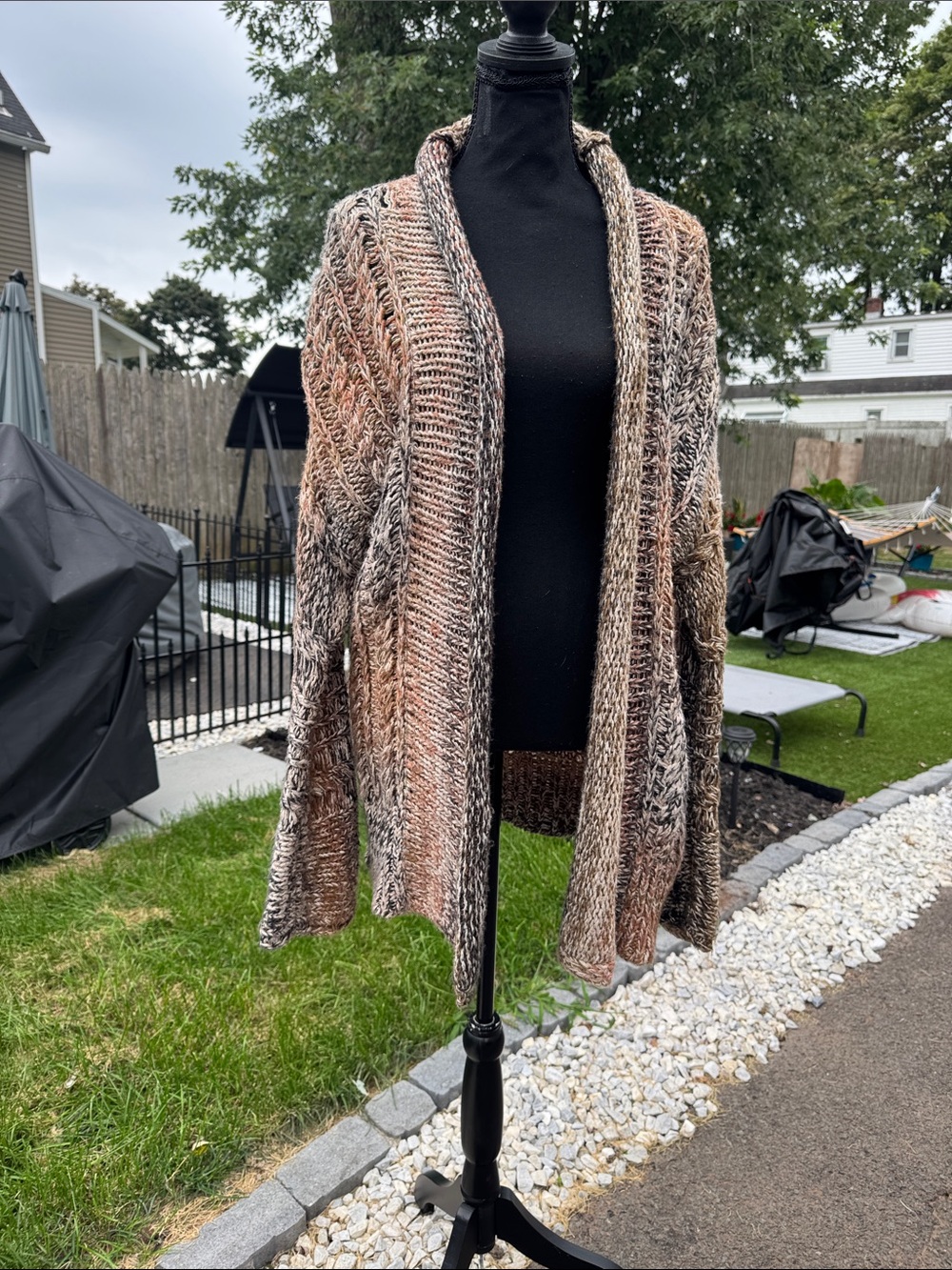 Caslon Multicolor Cream, Tan & Pink Chunky Knit Sweater